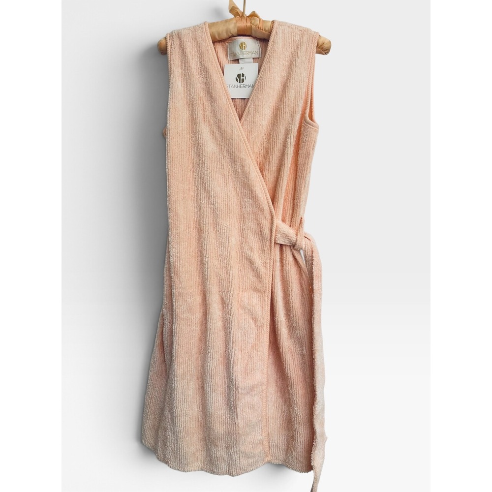Stan Herman Peach Chenille Sleeveless Wrap Robe M New USA Deadstock